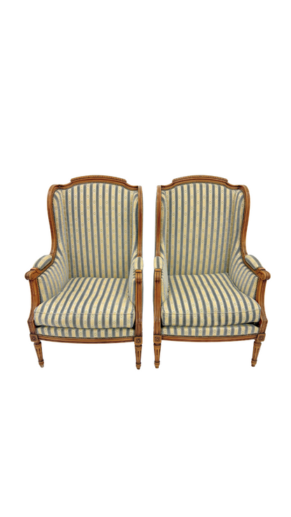 Pair of Louis XVI-Style Bergères Armchairs
