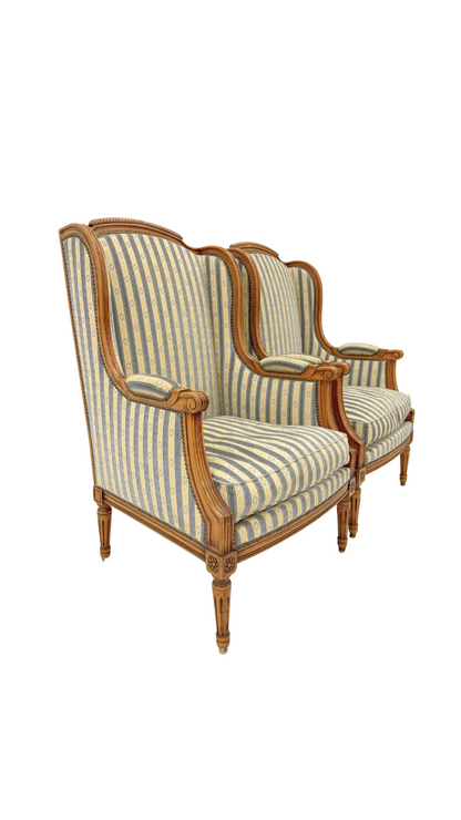 Pair of Louis XVI-Style Bergères Armchairs