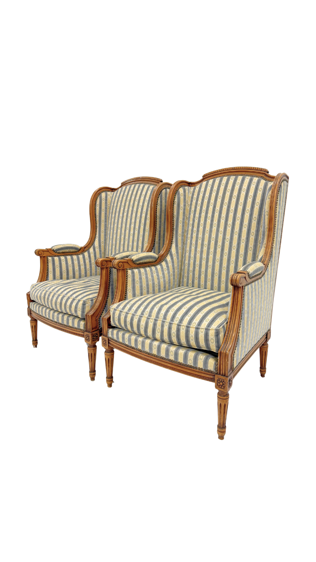 Pair of Louis XVI-Style Bergères Armchairs