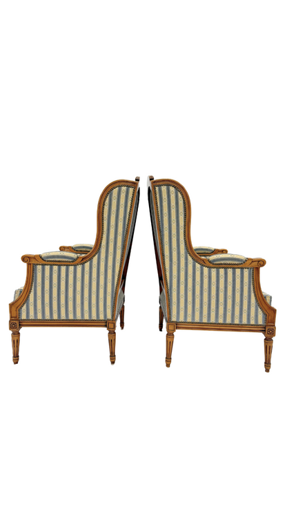 Pair of Louis XVI-Style Bergères Armchairs