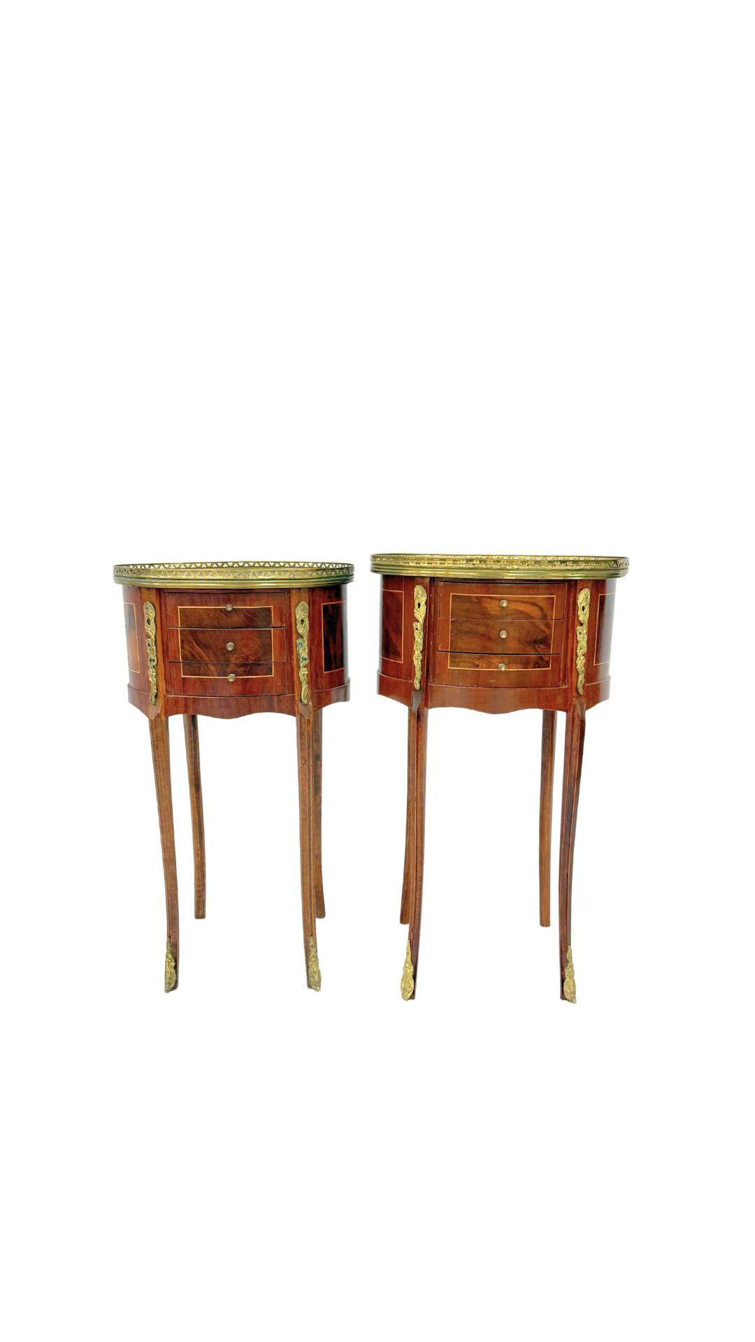 Pair of Louis XV Style Inlaid Nightstands