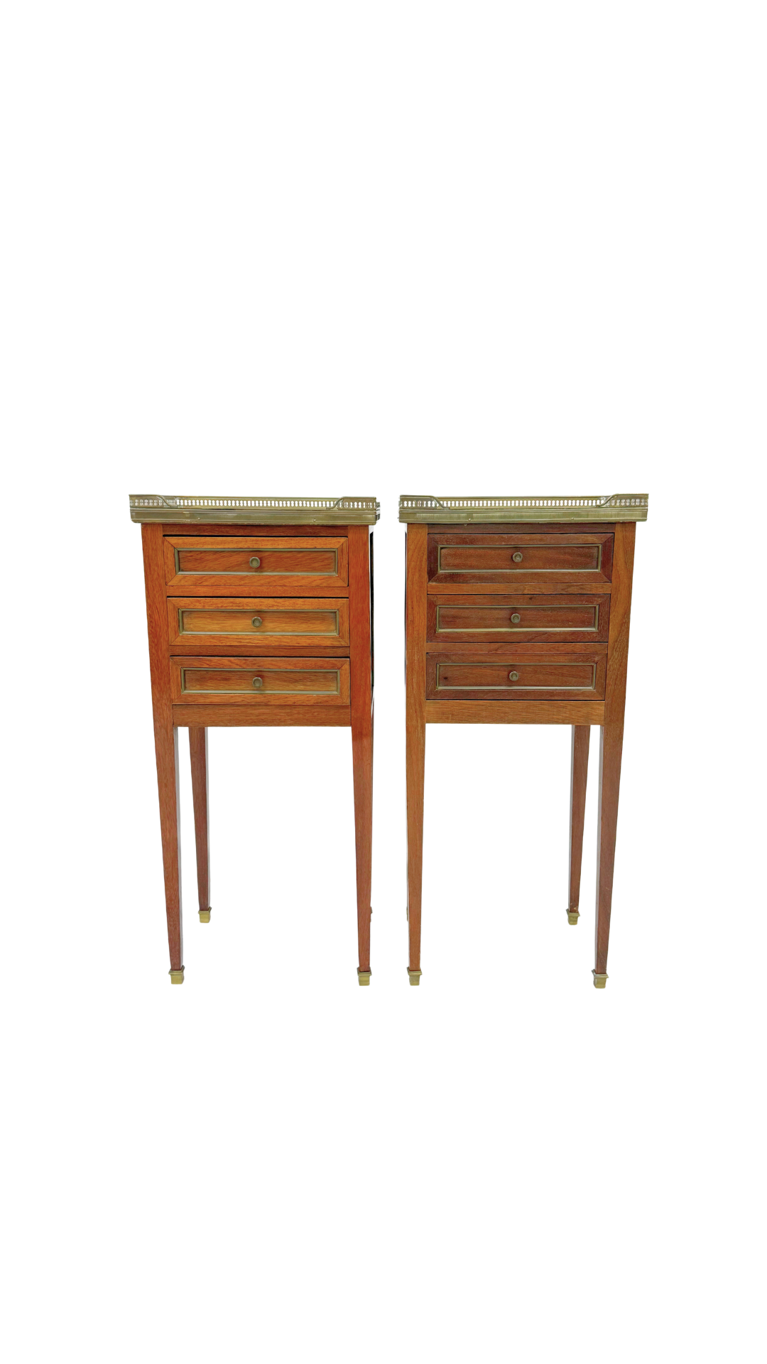 Pair of Louis XVI Style Marble-Top Nightstands