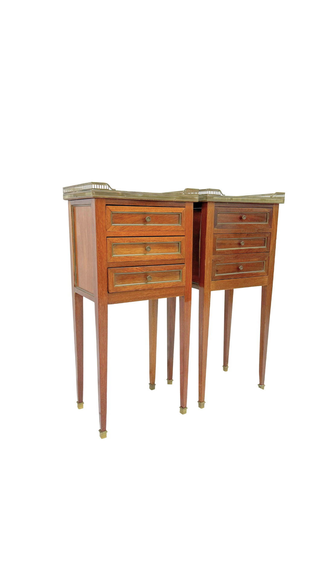 Pair of Louis XVI Style Marble-Top Nightstands