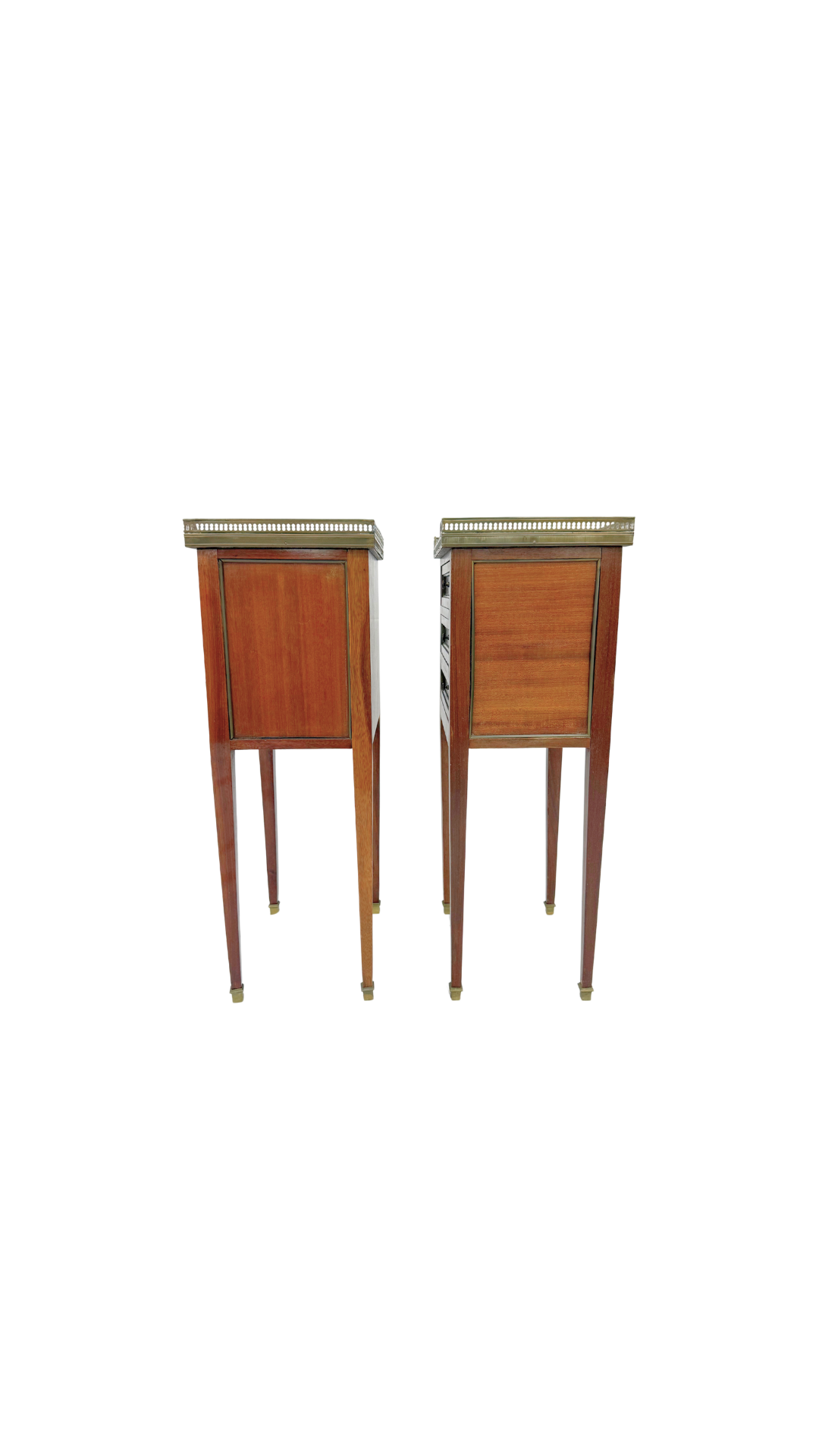 Pair of Louis XVI Style Marble-Top Nightstands