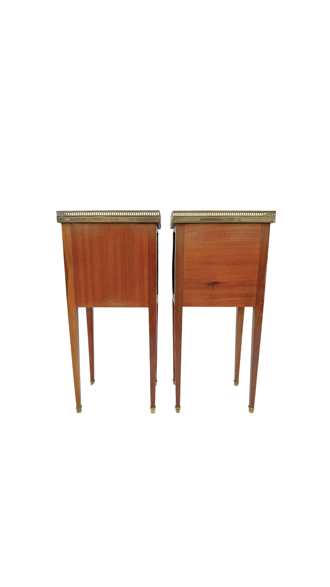 Pair of Louis XVI Style Marble-Top Nightstands