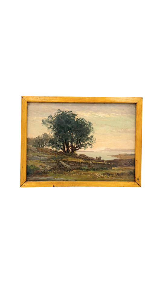 Framed Antique Oil French Coastal