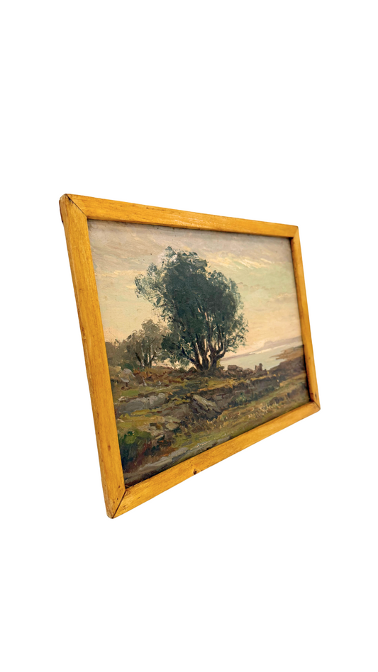 Framed Antique Oil French Coastal