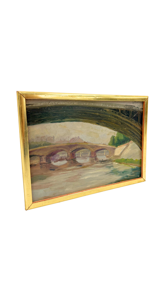 Vintage Parisian River Scene