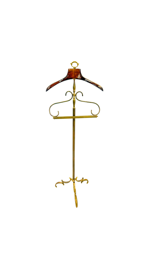 French Brass and Wood Valet