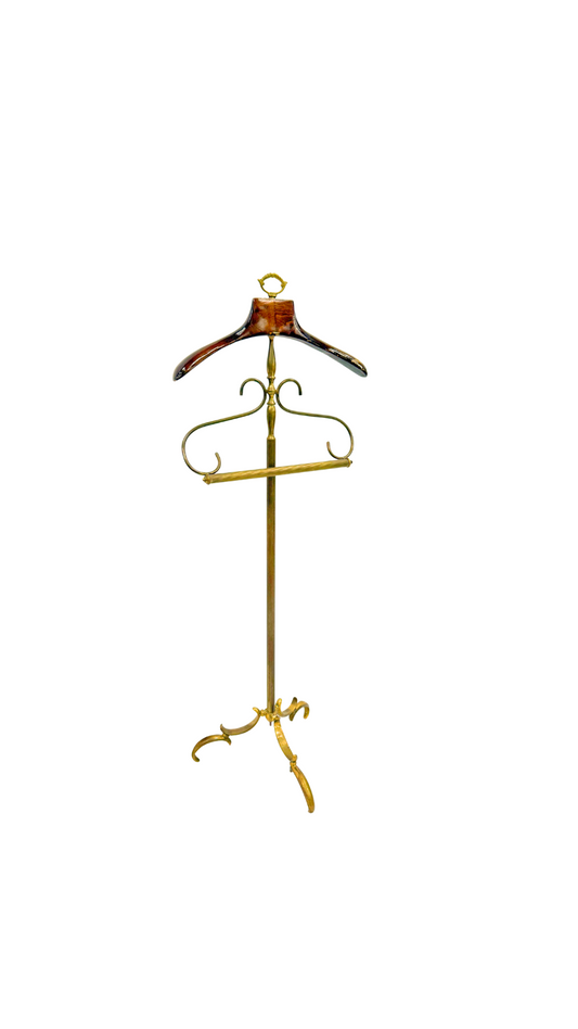 French Brass and Wood Valet