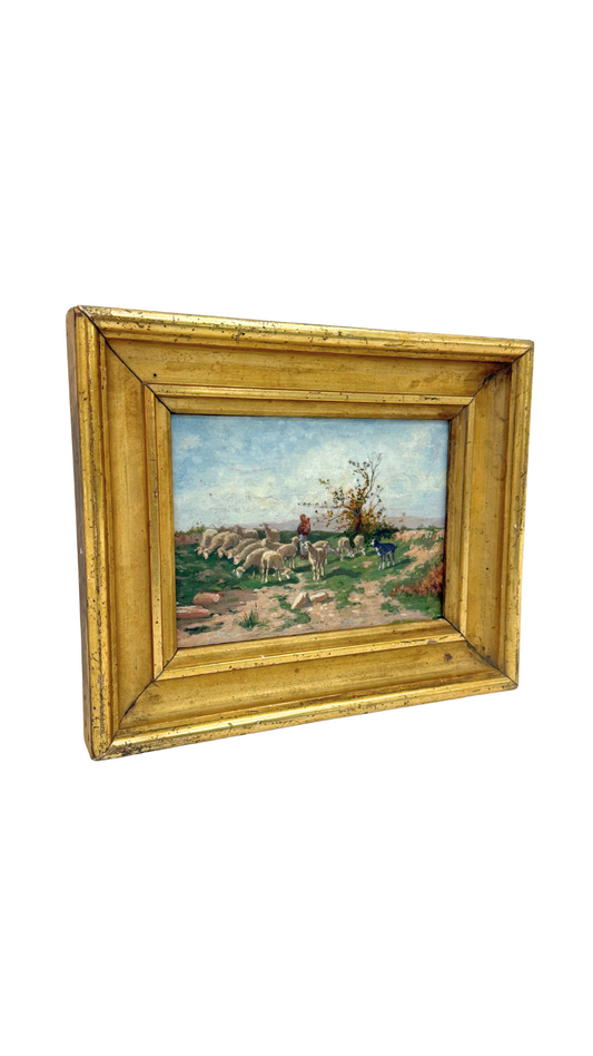 The Shepherd's Watch - Antique Pastoral Oil Painting
