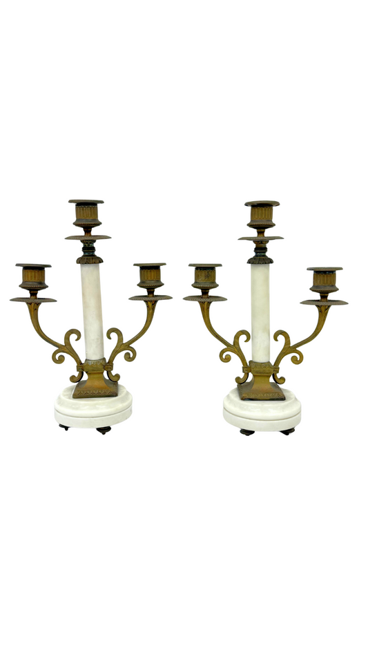 Alabaster and Bronze Candelabras
