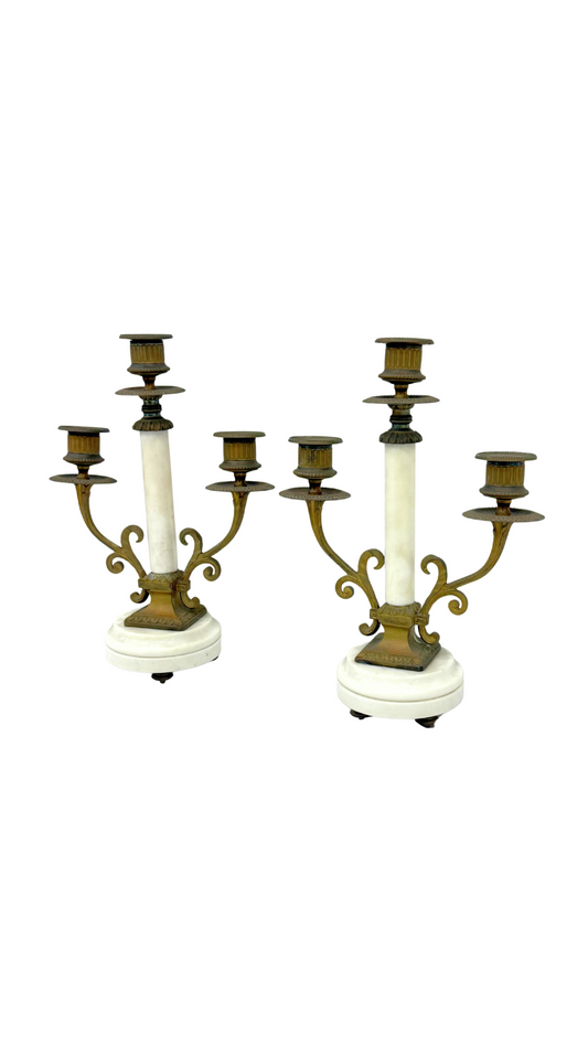 Alabaster and Bronze Candelabras
