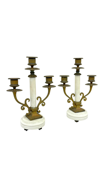 Alabaster and Bronze Candelabras