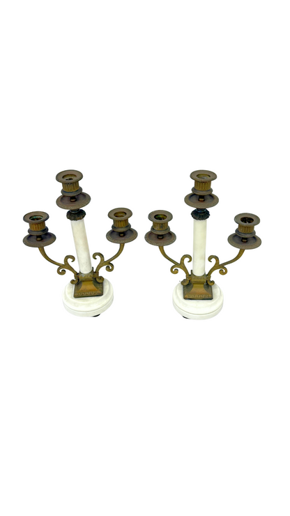 Alabaster and Bronze Candelabras