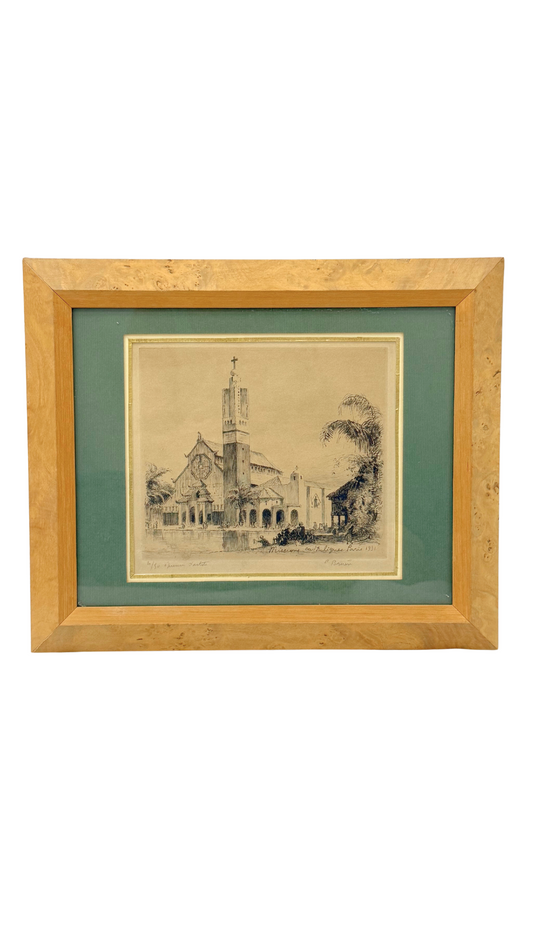 Architectural Etching of Cathedrale de Papeete
