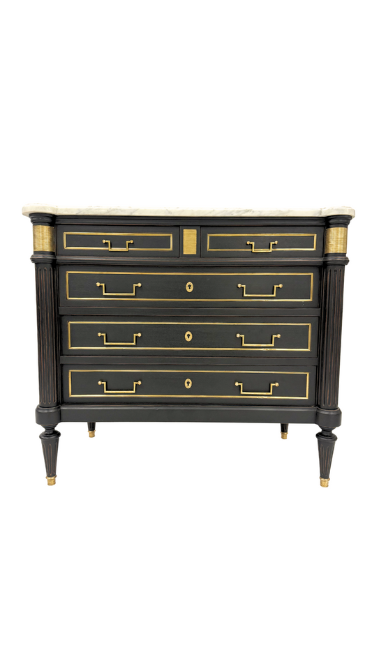 Vintage Louis XVI Style Marble-Top Commode