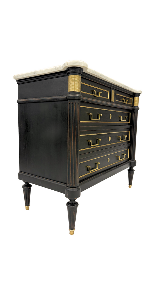 Vintage Louis XVI Style Marble-Top Commode