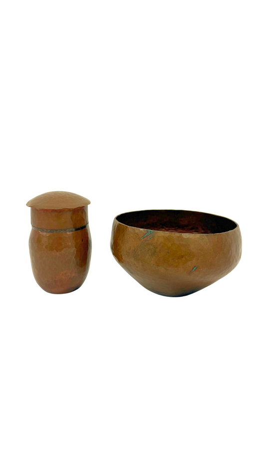 Hand Hammered Copper Bowl & Jar Duo