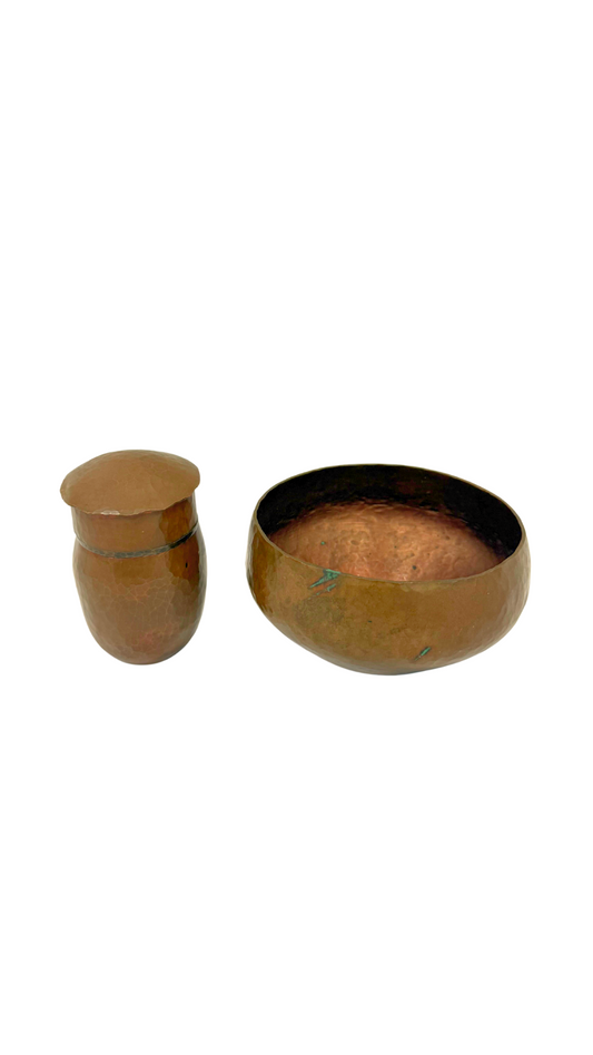 Hand Hammered Copper Bowl & Jar Duo