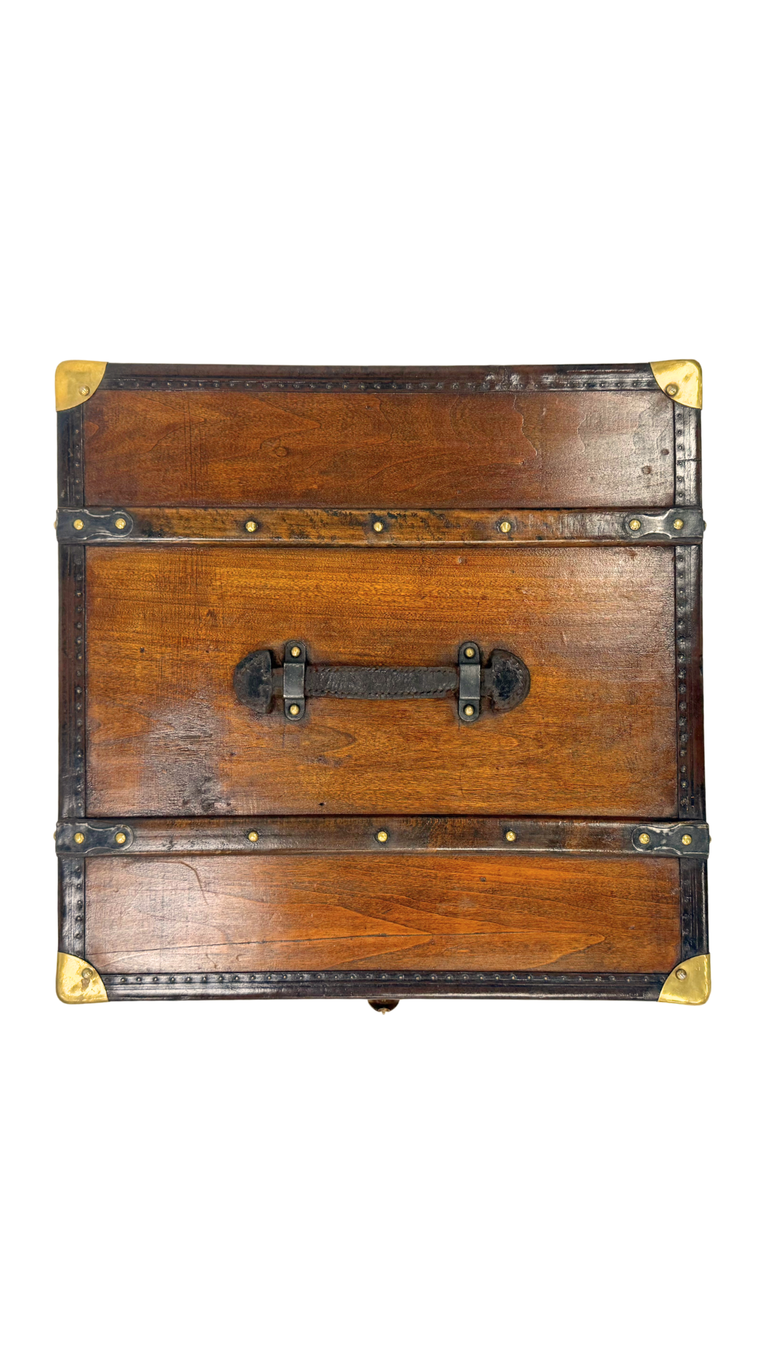 Petite French Wood & Brass Travel Trunk