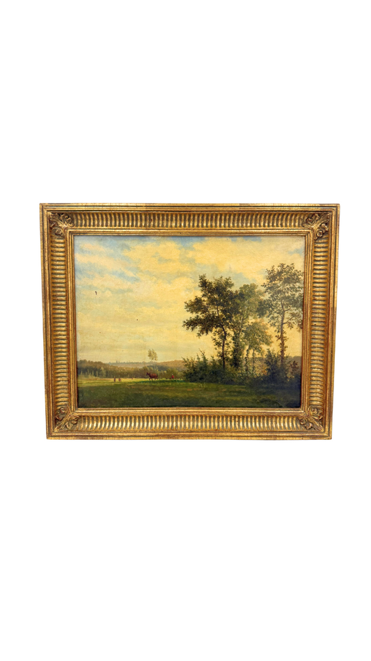 19th Century Oil Landscape in Gilt Frame