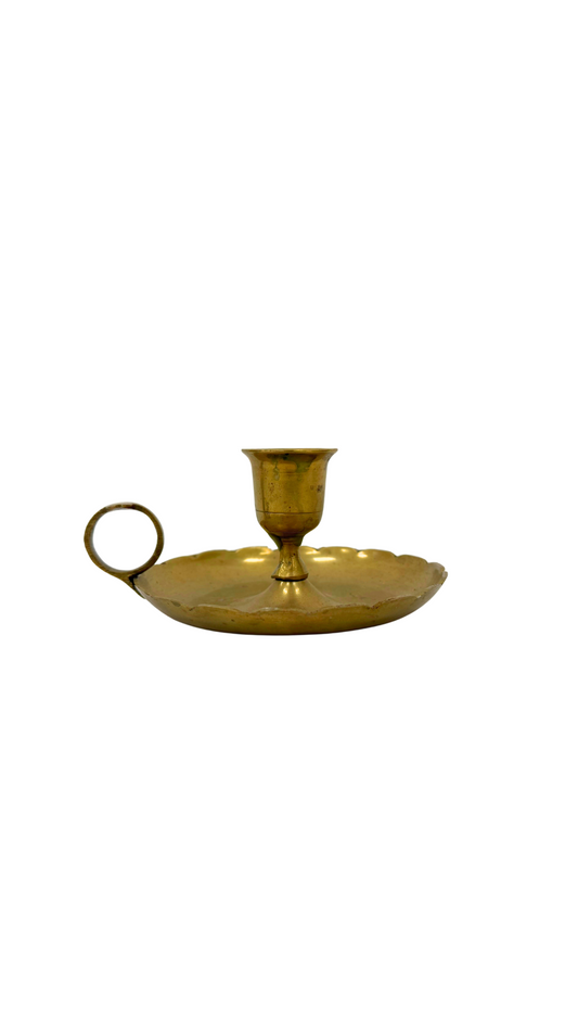 Petite Vintage Brass Chamberstick