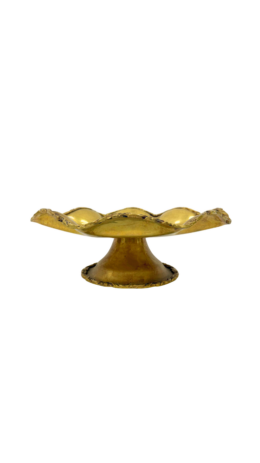Vintage Gilt Brass Compote with Lobed Dish