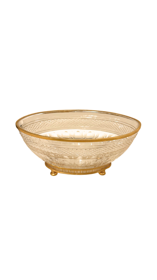 French Oval Cut Crystal & Gilt Bronze Bowl