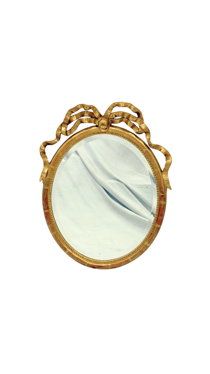 Antique French Giltwood Ribbon Mirror