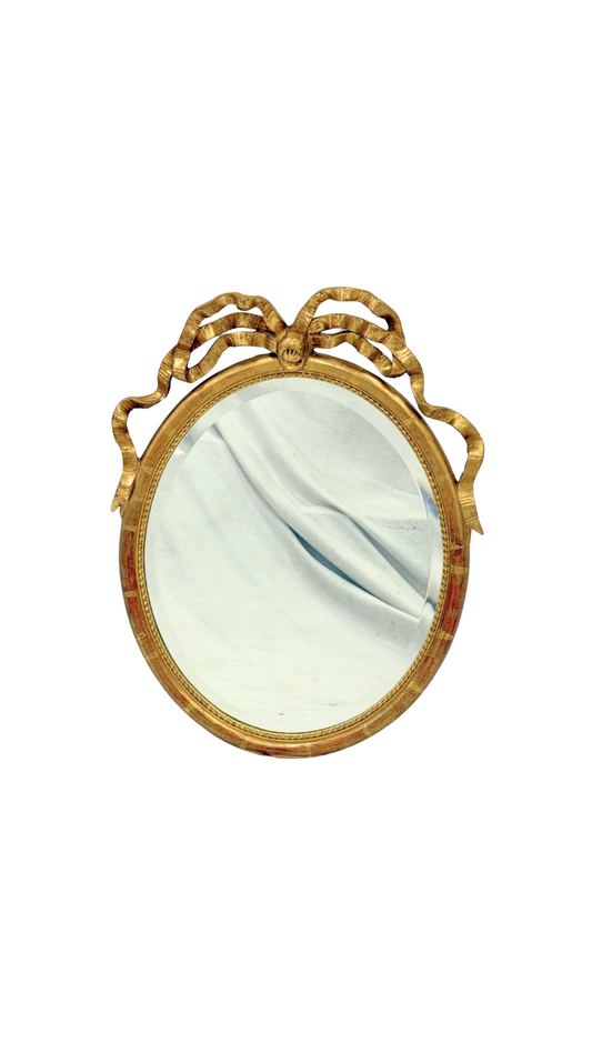 Antique French Giltwood Ribbon Mirror