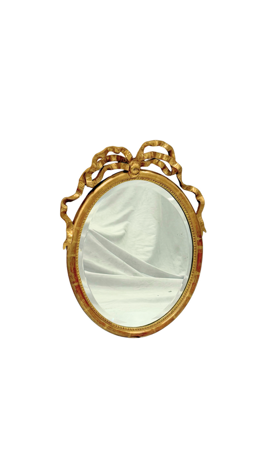 Antique French Giltwood Ribbon Mirror