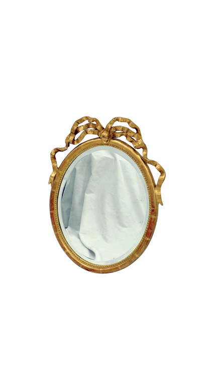 Antique French Giltwood Ribbon Mirror