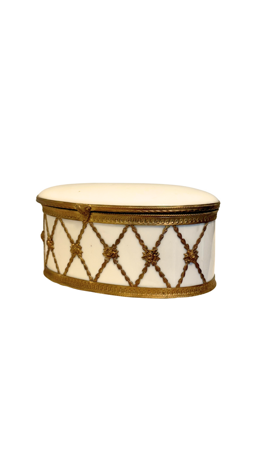 French Porcelain & Ormolu Jewelry Casket