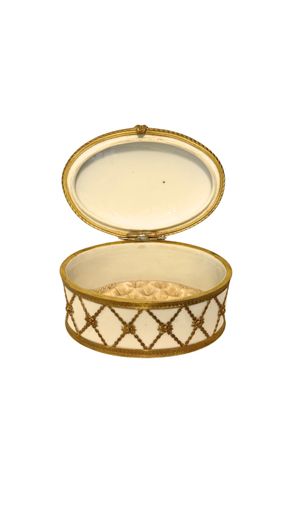 French Porcelain & Ormolu Jewelry Casket