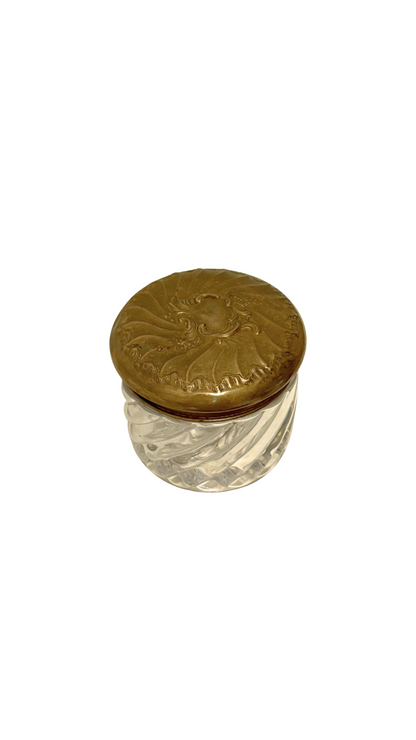 Antique Cut Glass & Brass Lidded Vanity Jar