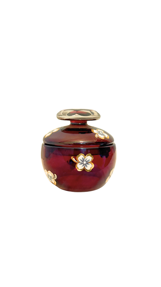 Vintage German Ruby Glass Lidded Jar