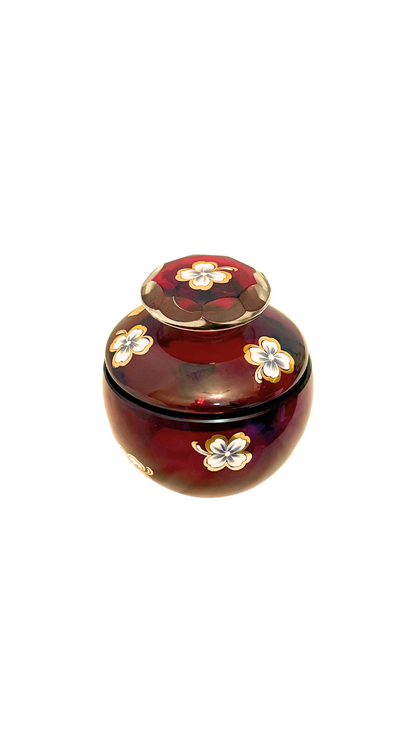 Vintage German Ruby Glass Lidded Jar