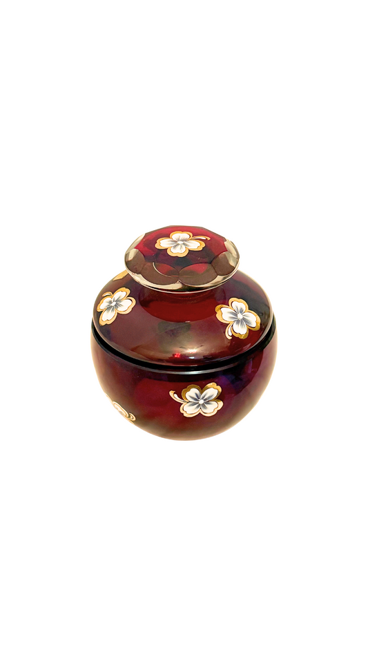 Vintage German Ruby Glass Lidded Jar