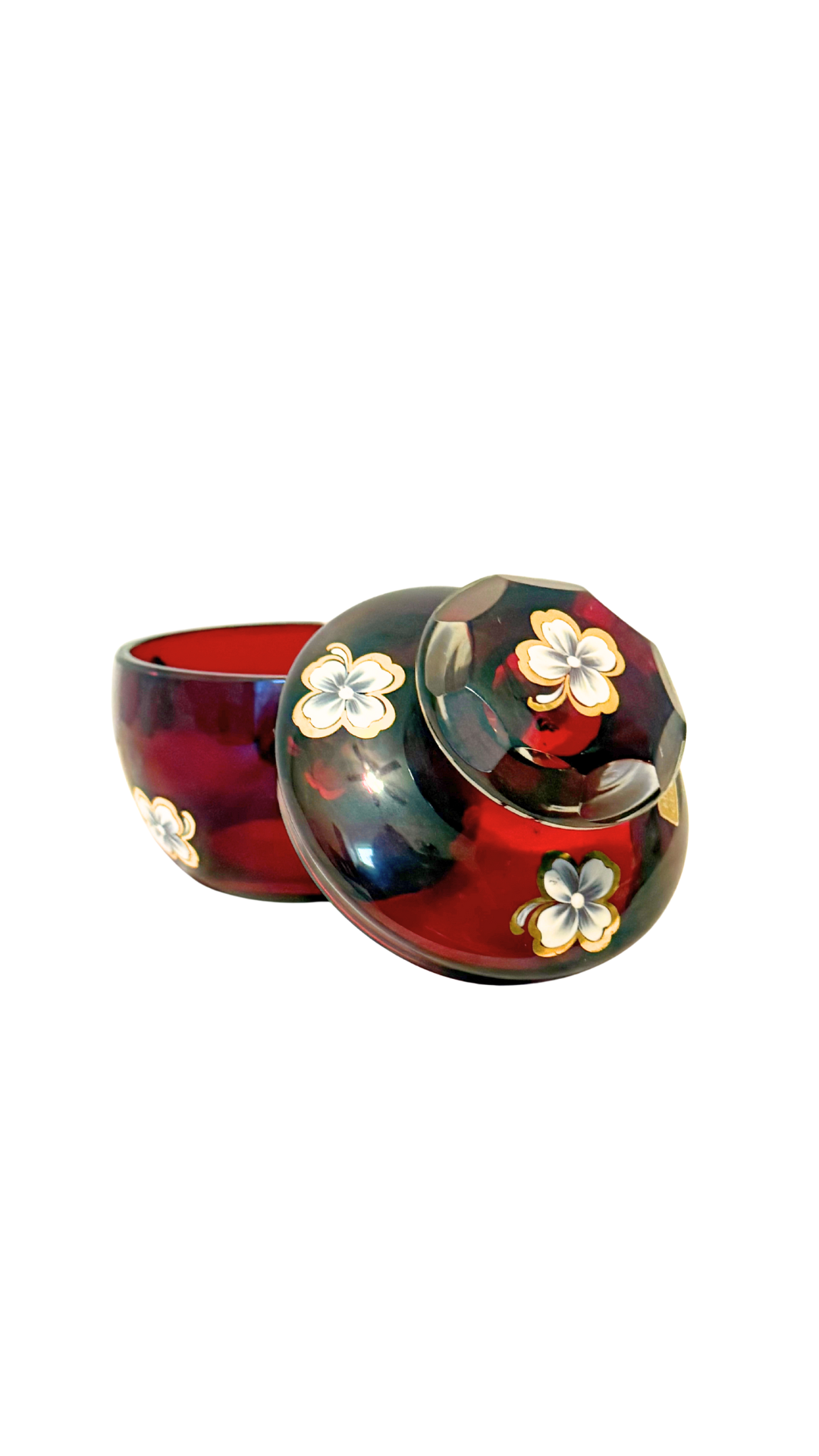 Vintage German Ruby Glass Lidded Jar