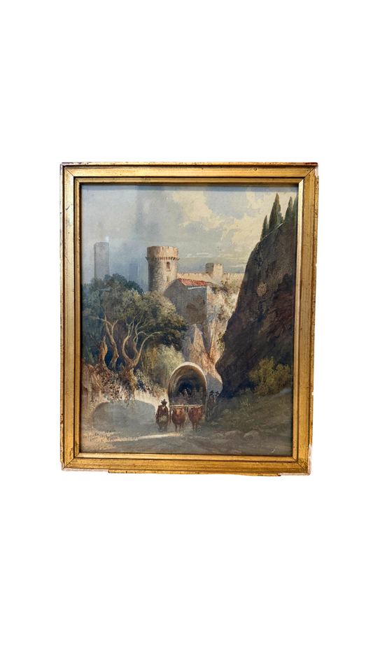 19th-Century Watercolor by Émile Roux – Cornedo, Italy (1852)