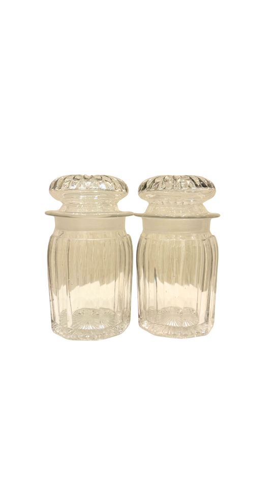 Pair of Cut Glass Vanity Jars
