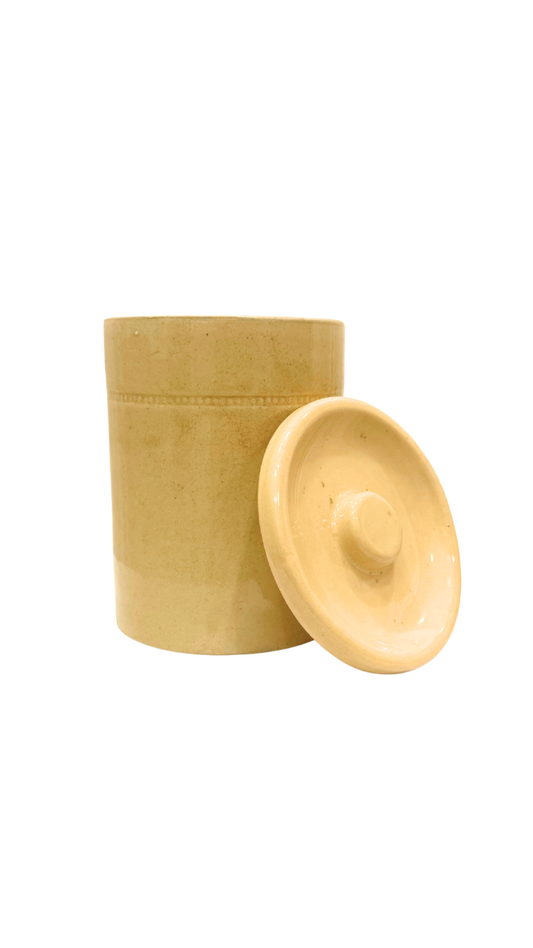 French Glazed Stoneware Pot with Lid