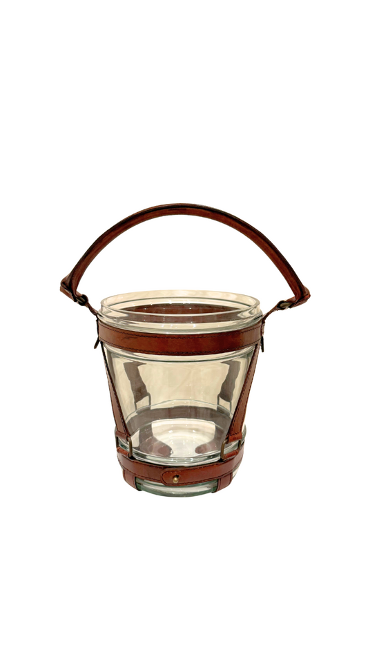 Glass Champagne Bucket with Leather Harness