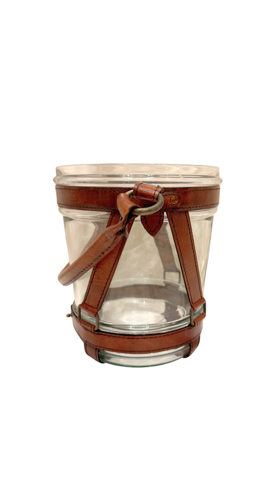 Glass Champagne Bucket with Leather Harness
