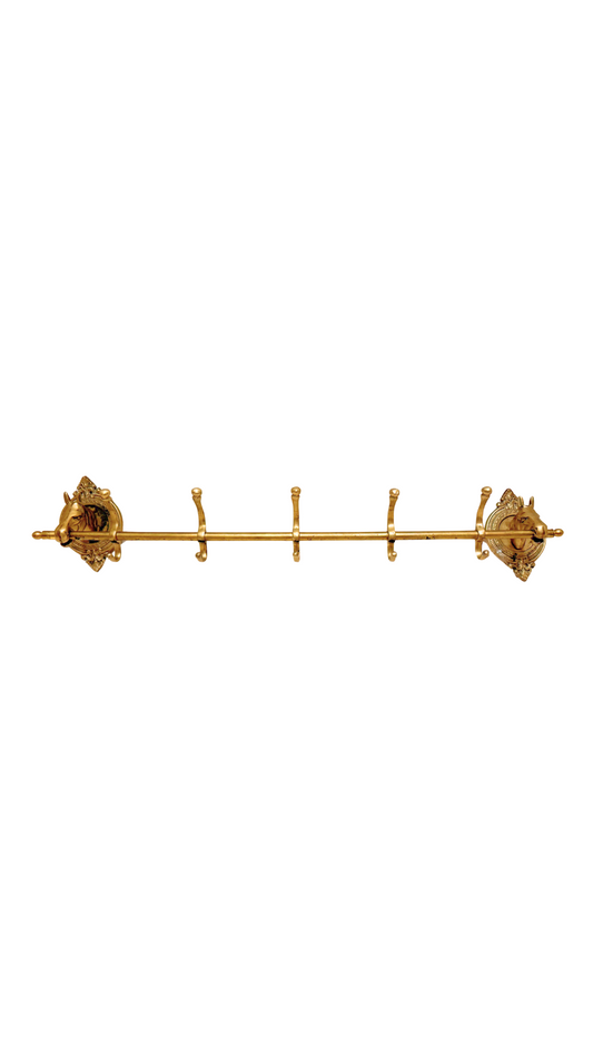 Brass Horse Head Wall Rack with Hooks