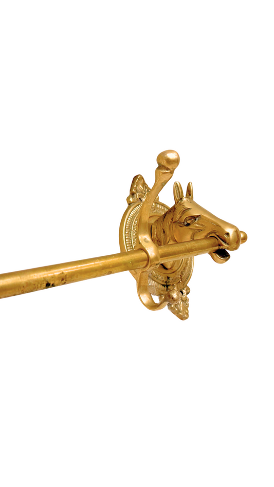 Brass Horse Head Wall Rack with Hooks