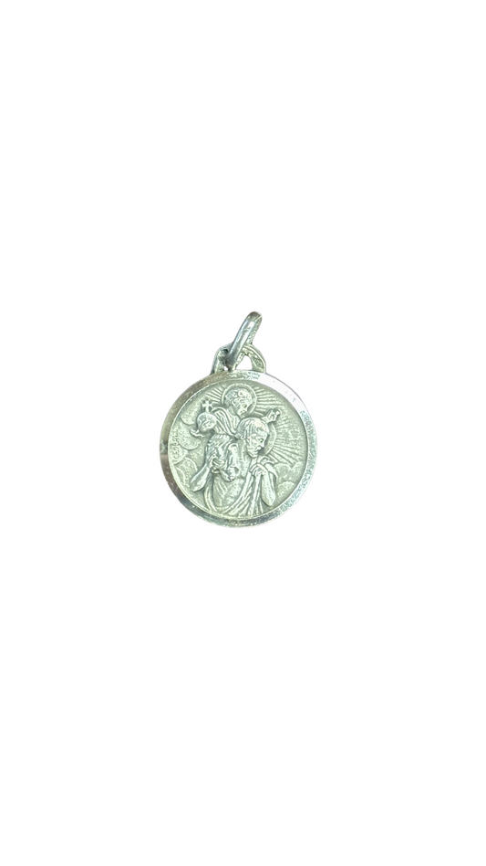 Dual-Sided Sterling Silver St. Christopher Medal Pendant