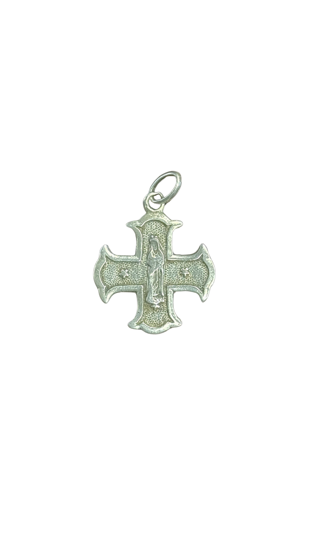 Sterling Silver Cross Medal Our Lady Devotional Pendant
