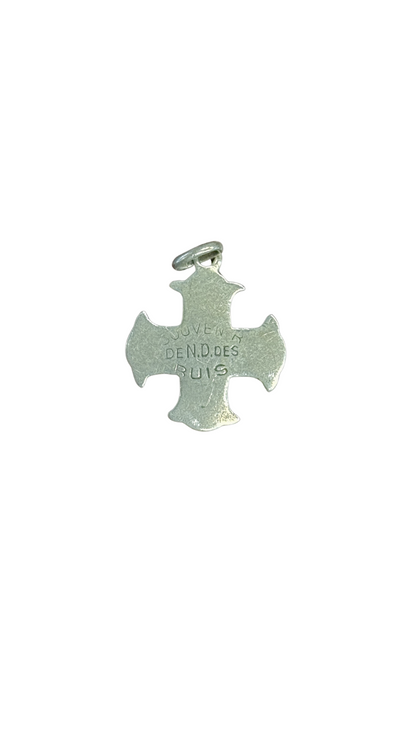 Sterling Silver Cross Medal Our Lady Devotional Pendant
